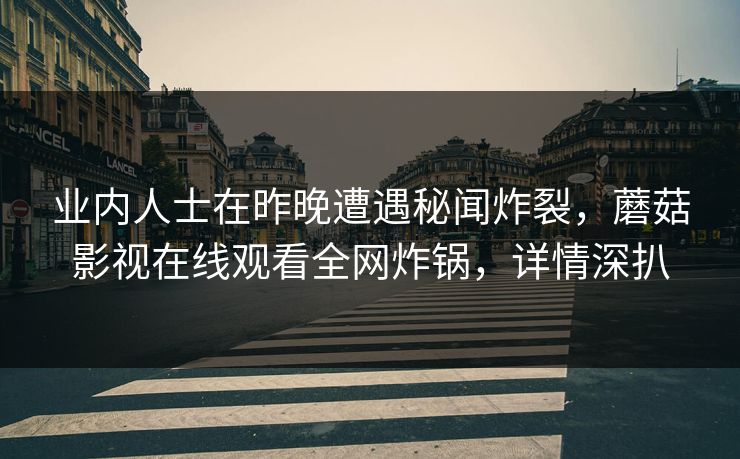 业内人士在昨晚遭遇秘闻炸裂，蘑菇影视在线观看全网炸锅，详情深扒