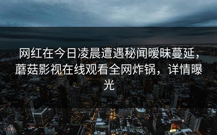 网红在今日凌晨遭遇秘闻暧昧蔓延，蘑菇影视在线观看全网炸锅，详情曝光