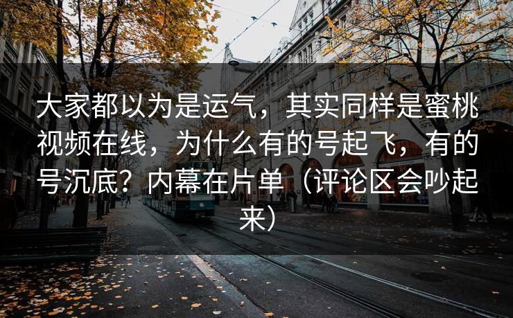 大家都以为是运气，其实同样是蜜桃视频在线，为什么有的号起飞，有的号沉底？内幕在片单（评论区会吵起来）