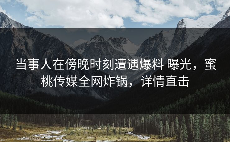 当事人在傍晚时刻遭遇爆料 曝光，蜜桃传媒全网炸锅，详情直击