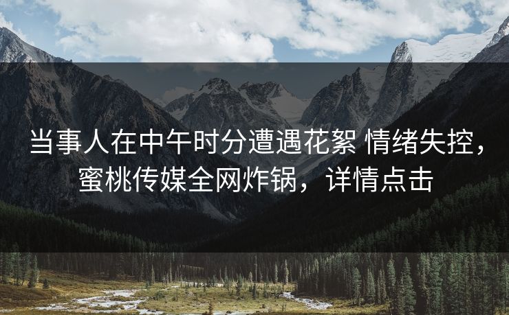 当事人在中午时分遭遇花絮 情绪失控，蜜桃传媒全网炸锅，详情点击