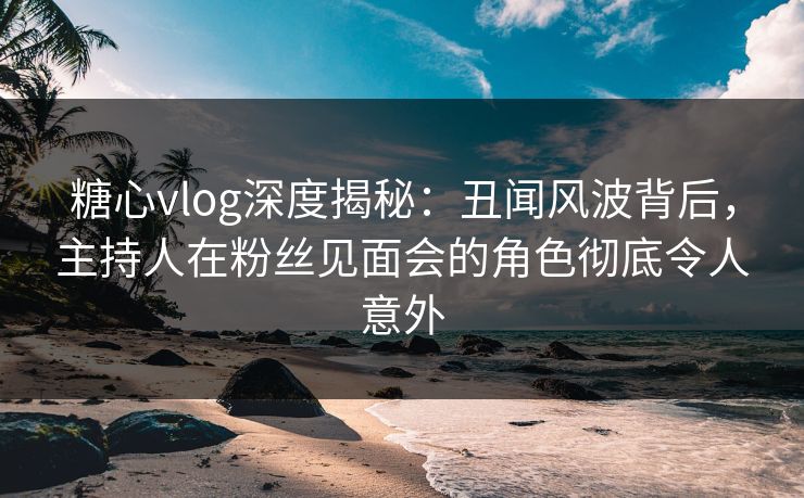 糖心vlog深度揭秘：丑闻风波背后，主持人在粉丝见面会的角色彻底令人意外