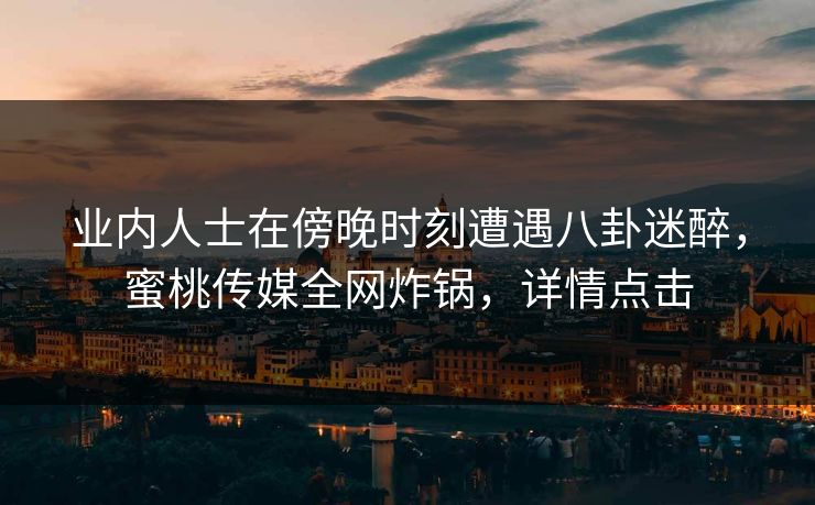 业内人士在傍晚时刻遭遇八卦迷醉，蜜桃传媒全网炸锅，详情点击